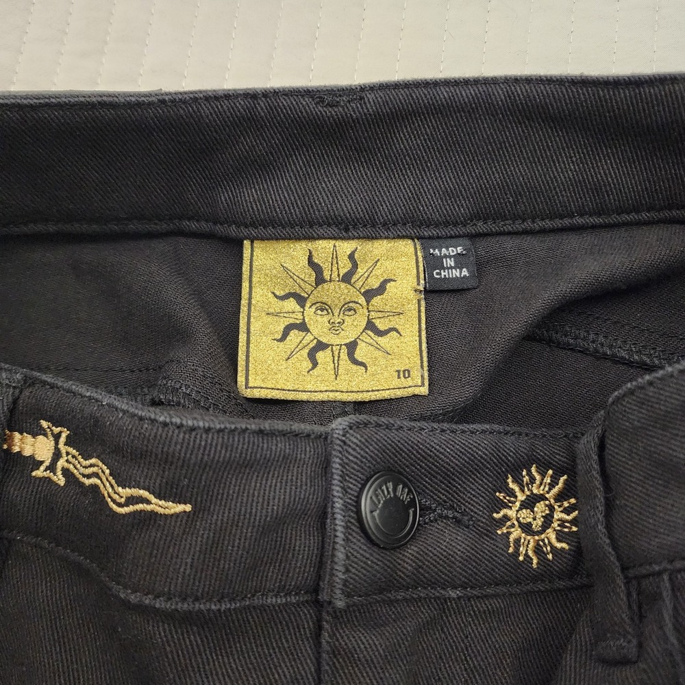Lazy Oaf Black Mini Skirt with Gold Eye Embroidery - Picture 6 of 6